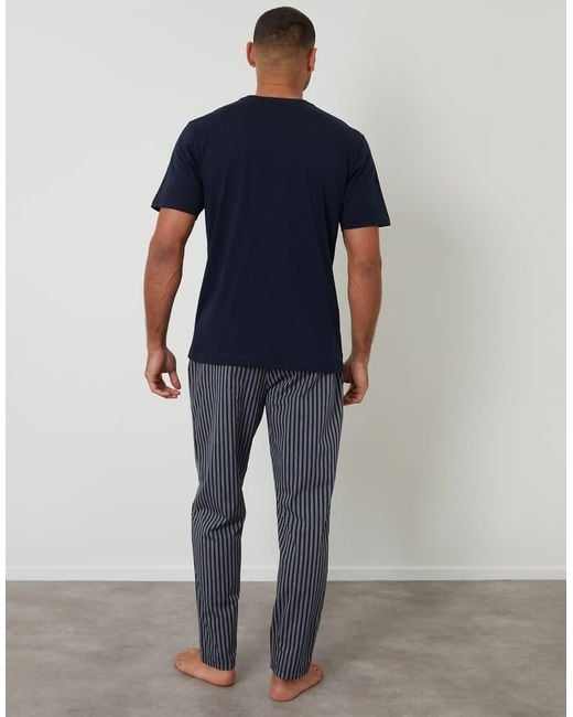 Threadbare Blue Stripe Pyjama Set for men
