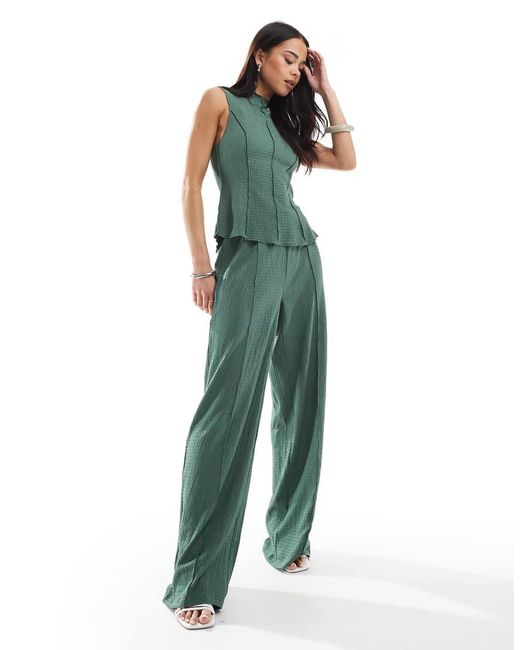 Vero Moda Jersey Broek Met Textuur En Naad Aan De Voorkant in het Green