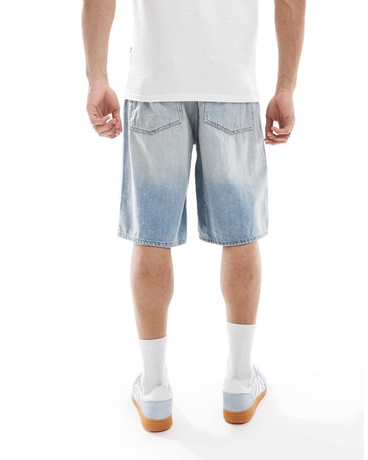 Only & Sons – baggy fit jeans-shorts in Blue für Herren