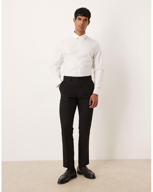 Chemise classique élégante en sergé facile à repasser avec double manchette ASOS pour homme en coloris Natural