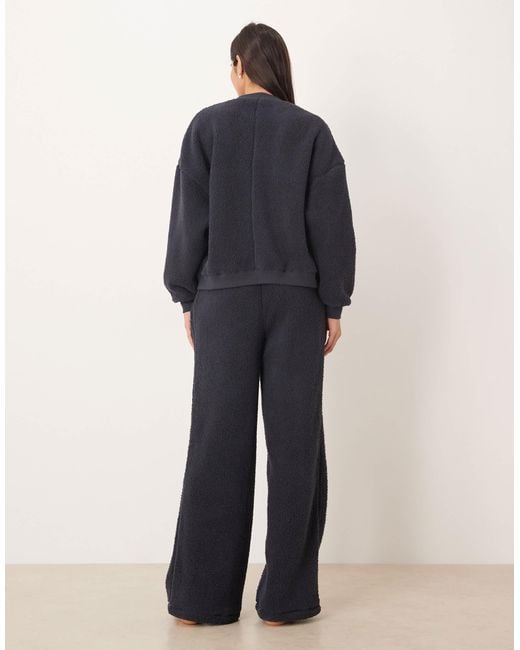 ASOS Blue Lounge Cuddly Crew Neck Sweatshirt & Wide Leg Pants Set