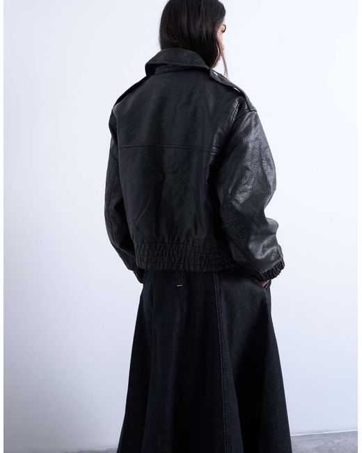 Giacca Bomber Taglio Corto A Palloncino di TOPSHOP in Blue