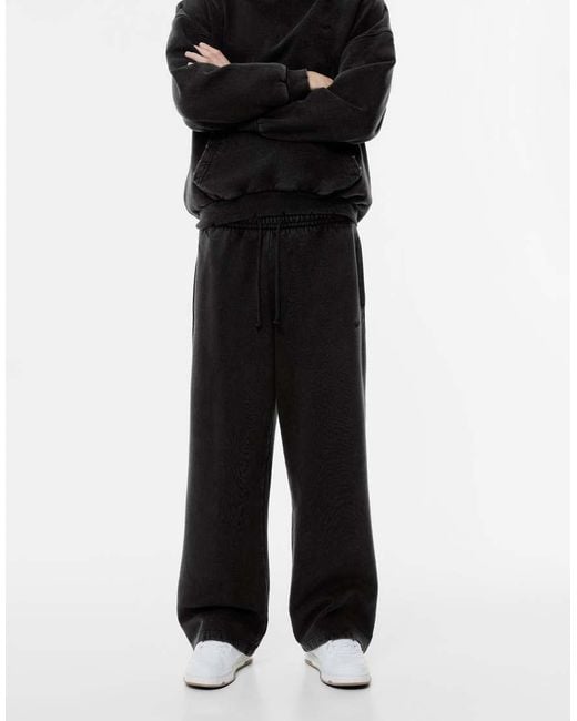 Pull&Bear Black Skater Tracksuit Bottoms for men