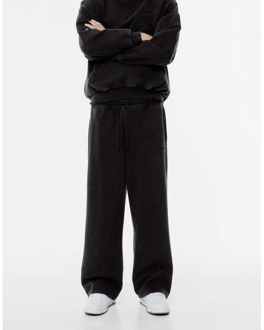 Pull&Bear Black Skater Tracksuit Bottoms for men