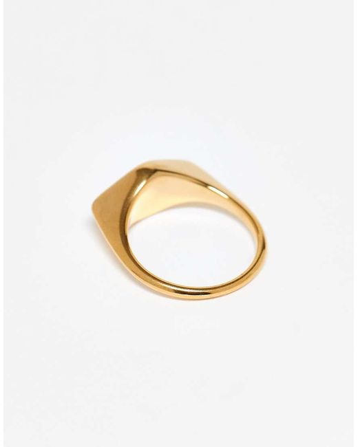 ASOS Ring Van Waterbestendig Roestvrij Staal Met Zegelontwerp in het Metallic