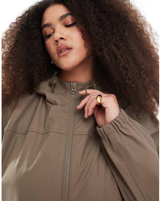 ASOS Gray Asos Design Curve Rubberised Rain Coat