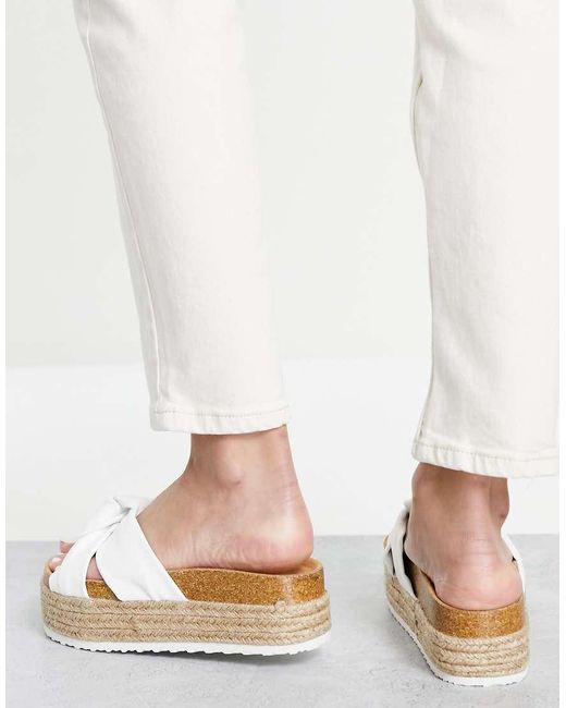 ASOS White Teegan Knotted Flatform Sandals