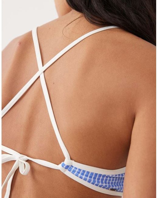Rip Curl Blue Rip Curl Contrast Trim Gingham Bralet Bikini Top