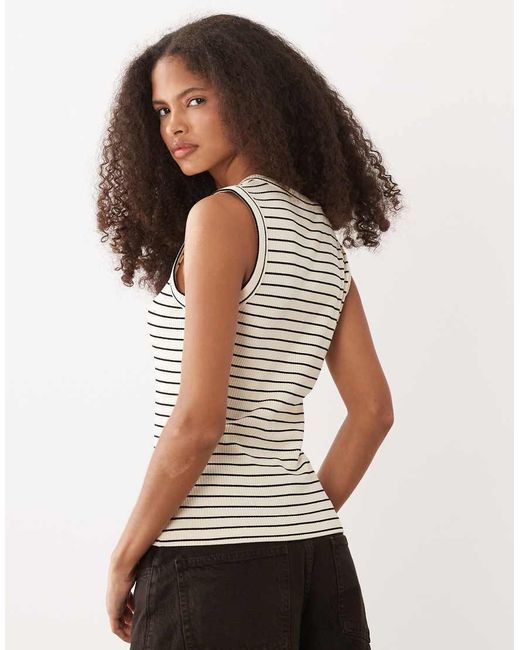 ASOS White Heavy Weight Rib V Neck Vest With Exposed Seam Detail
