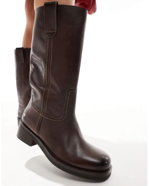 ASOS Red Cindy Leather Pull On Boot