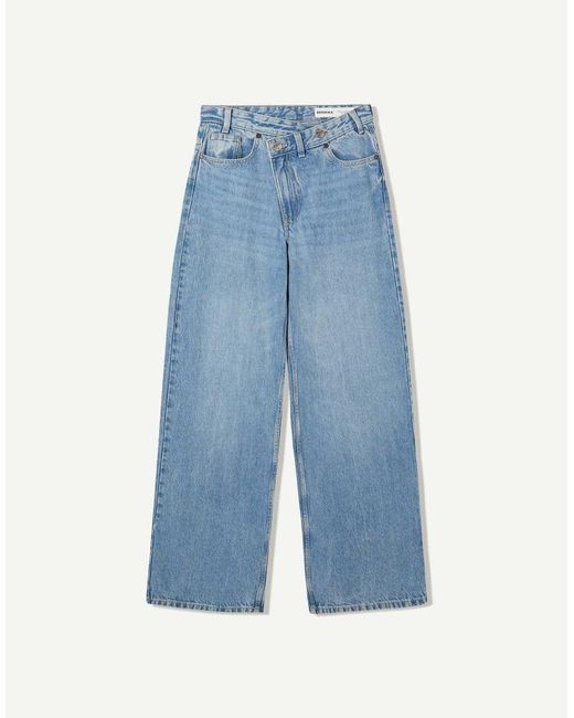 Bershka Blue Wide Leg Jeans