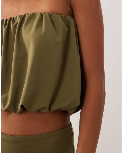 ASOS Green Co-ord Bubble Hem Drape Bandeau Top