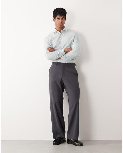 ASOS Gray Regular Fit Smart Textured Shirt for men