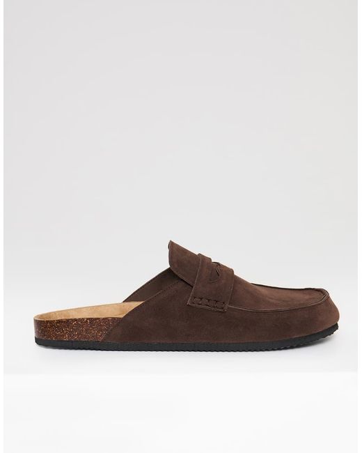 Threadbare Brown Faux Suede Penny Loafer Sandals for men
