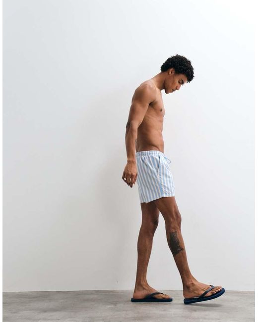 South Beach Blue Stripe Swim Short for men