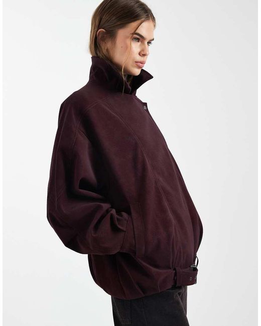ASOS Purple Slouchy Leather Look Oversized Biker Jacket