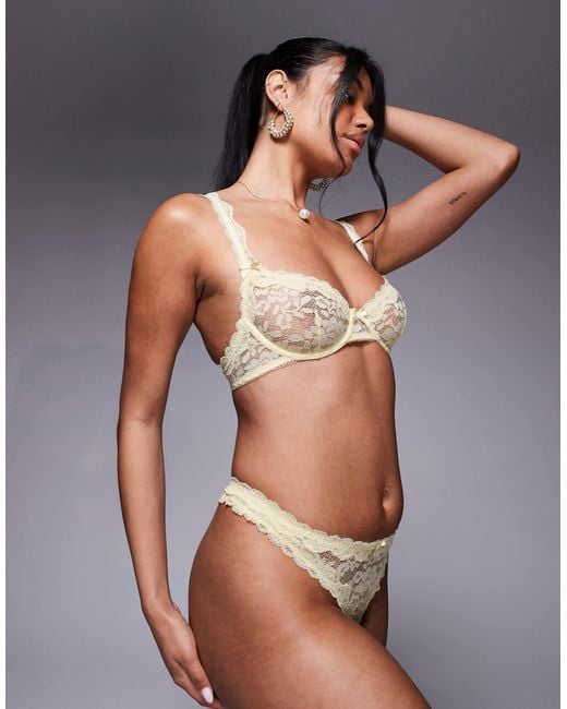 ASOS Gray Hazel All Over Lace T Back Thong With Lace Trim