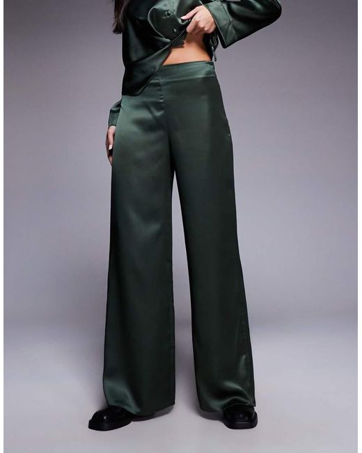 ASOS Gray Satin Co-ord Wide Leg Trouser