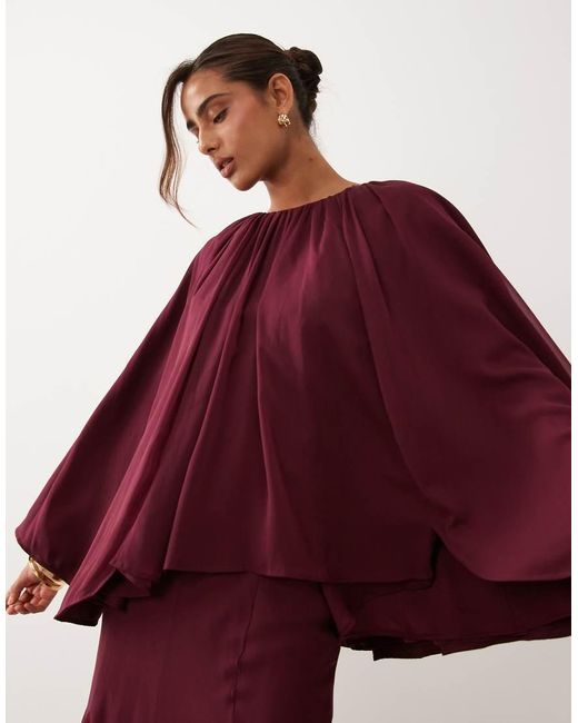 ASOS Red Full Volume Cape Maxi Dress With Godets