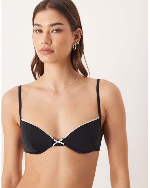 Free Society Natural Underwire Bikini Top With Contrast Picot Trim