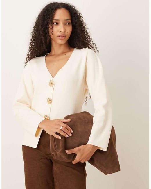 Mango Compact Gebreid Vest in het Natural