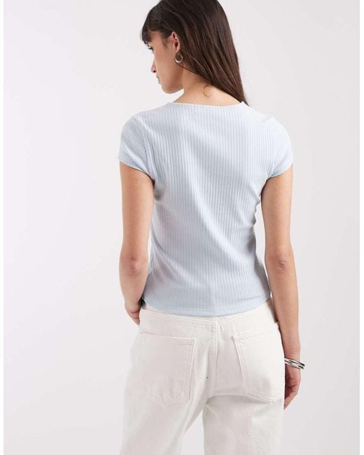 ASOS White Compact Rib Button Through Short Sleeve Cardigan