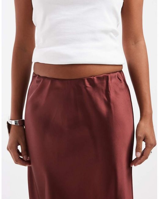 ASOS Red Asos Design Petite Satin Bias Maxi Skirt