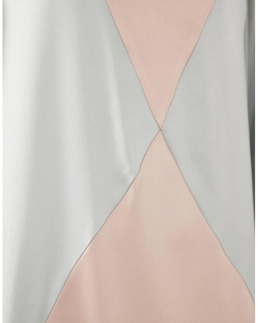 Iyal Natural Satin Contrast Panel Bell Sleeve Maxi Dress