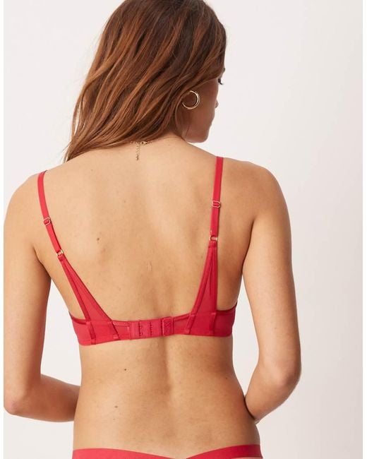 KBX Red Zadie Balcony Non-padded Underwi Mesh Bra