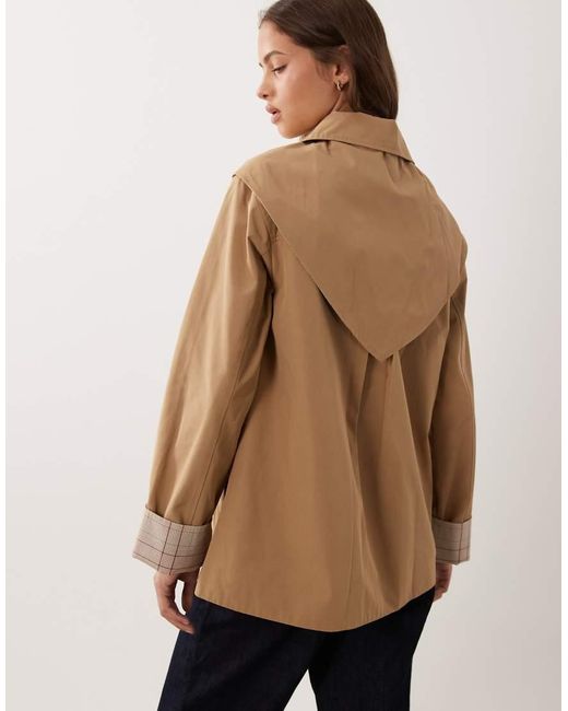 Abercrombie & Fitch Natural A Line Cropped Trench Coat With Scarf Detail