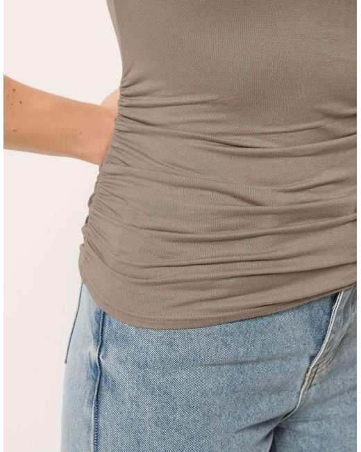 Long Tall Sally Blue Off Shoulder Ruched Top