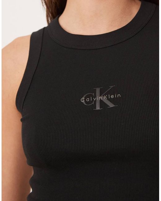 Calvin Klein Black Monogram Rib Tank