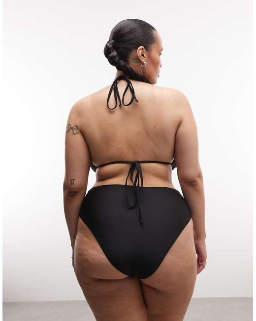 Collusion Black Plus Tie Front Triangle Bikini Top