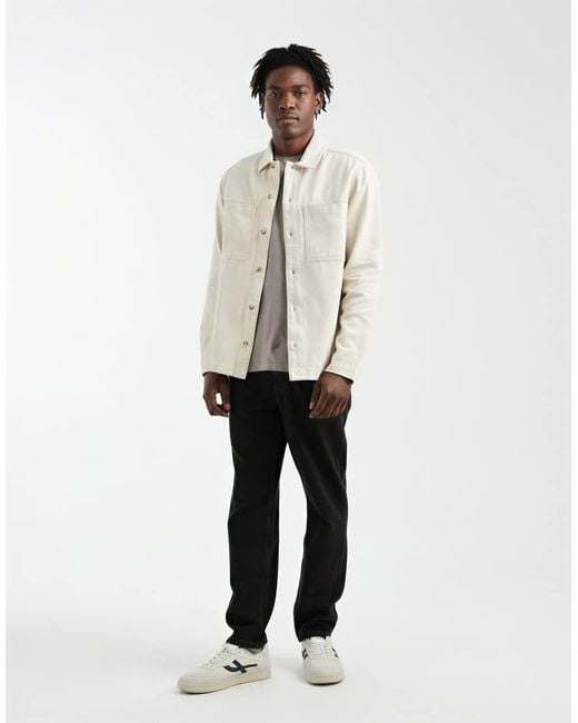 ASOS Natural Heavyweight Cotton Twill Overshirt for men