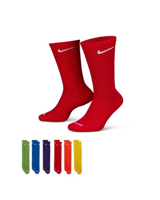 Nike Red Everyday Cushioned Plus 6 Pack Crew Socks for men