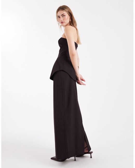 ASOS Black Tailo Curved Hem Peplum Bandeau Co-ord Top