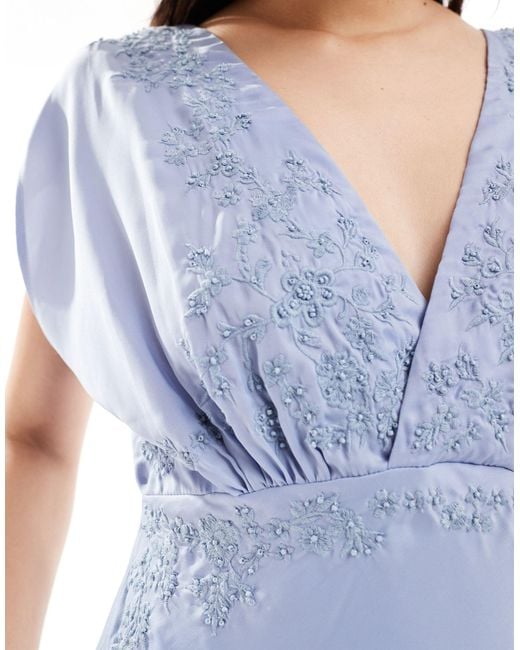 ASOS Blue Embroidery Midi Dress