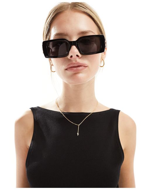 Reclaimed (vintage) Black – rechteckige 90er sonnenbrille