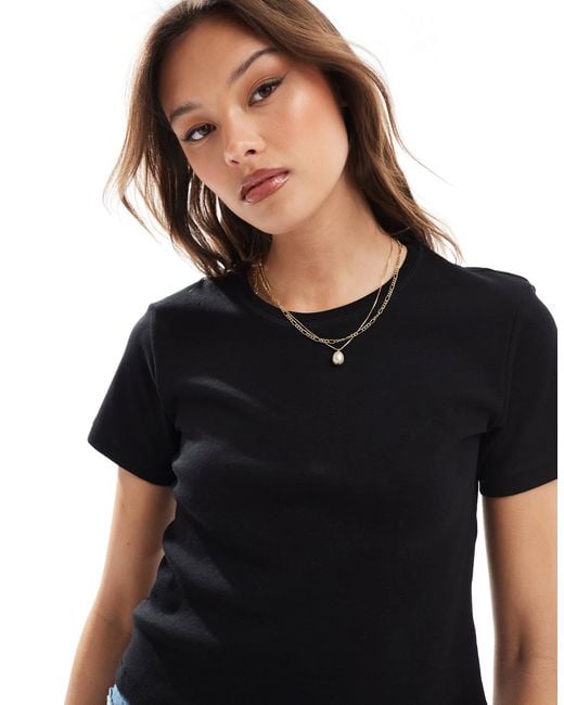 Monki Black Shrunken Tee