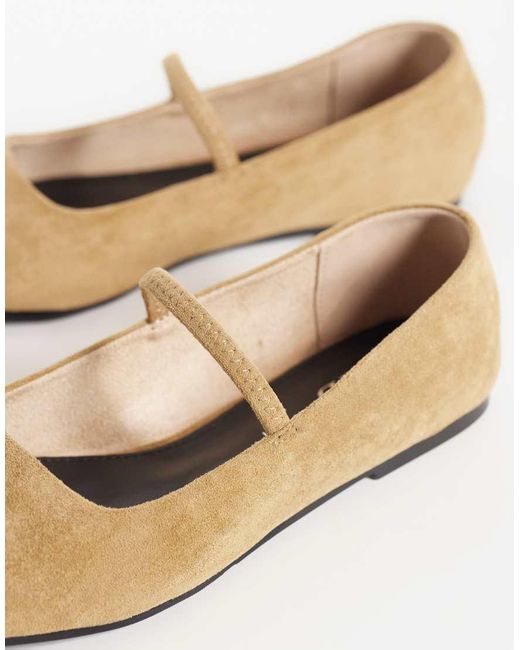 Raid Natural Aylani Faux Suede Square Toe Ballet Flats