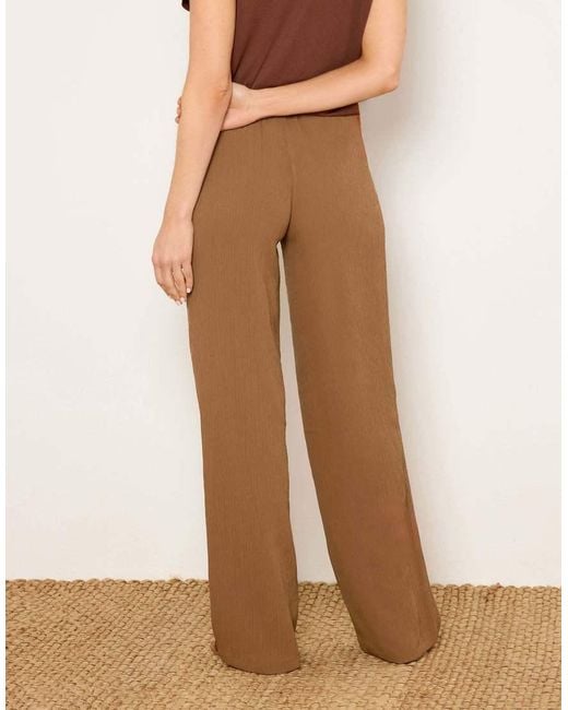 Long Tall Sally Natural Textured Wide Leg Trousers