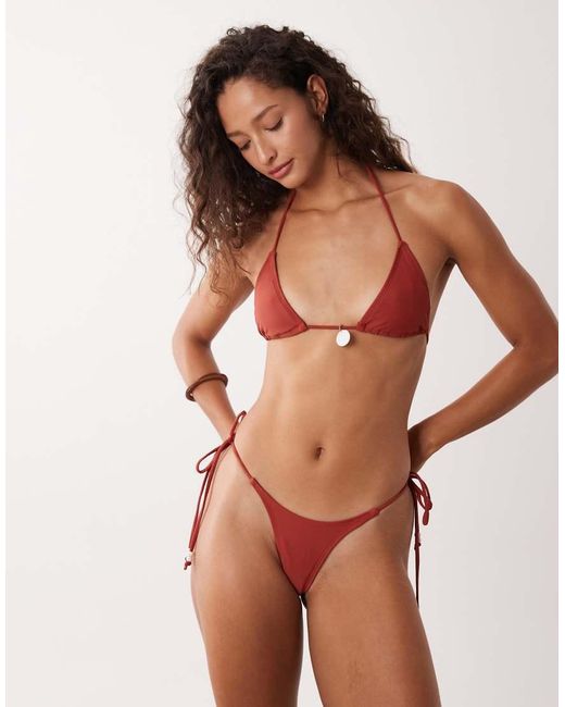 Motel Red Co-Ord Lentra Pearl Bikini Bottom