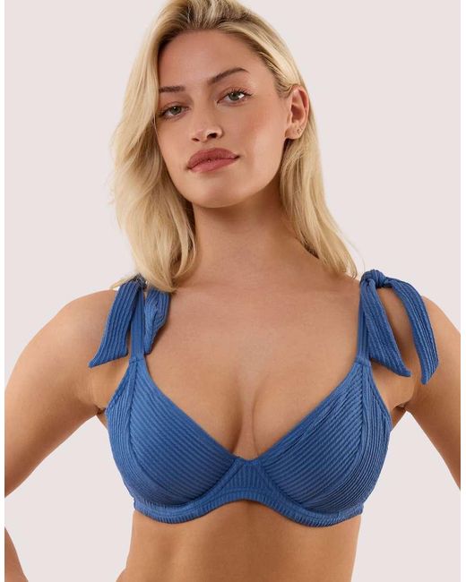 Peek & Beau Blue Hattie Crinkle Underwired Bikini Top