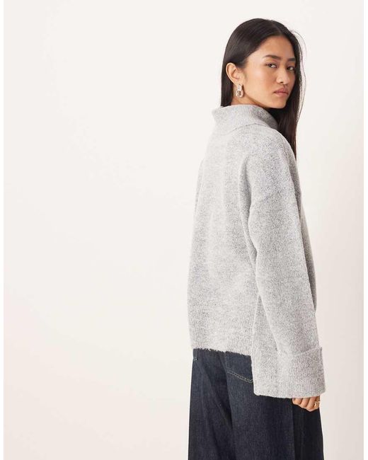 Vila Gray Roll Neck Knitted Jumper With Cuff Detail