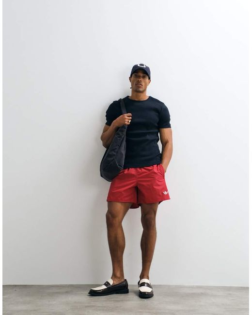 Adidas Originals Red Three Stripe Sprinter Shorts for men