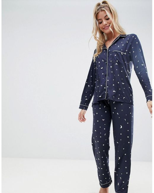 Chelsea Peers Moon And Stars Pyjama Set in Blue | Lyst UK