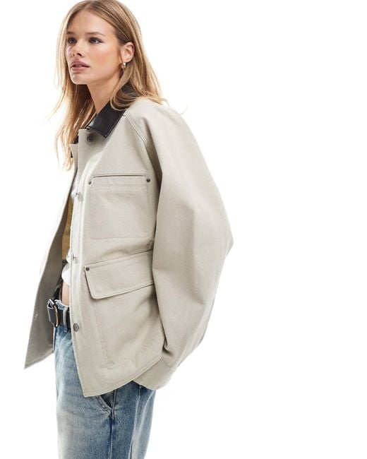 Pull&Bear Natural Cord Collar Worker Jacket