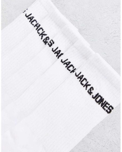Jack & Jones White 5 Pack Logo Sports Socks for men
