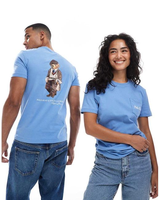 Polo Ralph Lauren Blue Heritage Cap Bear Back Print T-shirt
