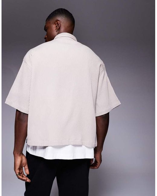 ASOS Recht Plissé Overhemd Zonder Sluiting Met Normale Pasvorm in het Purple voor heren